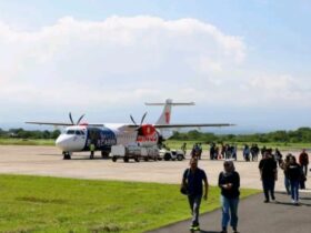Pesawat Wings Air di Bandara International Banyuwangi.