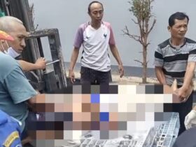 Pekerja proyek yang meninggal tersengat listrik di PT Okamoto Indonesia.(Tangkapan layar video amatir)