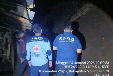 Longsor di kawasan Wajak akibat curah hujan yang tinggi (ist)