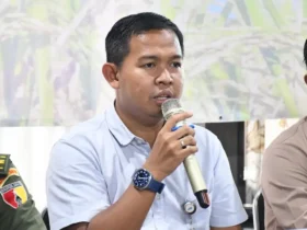 Kepala perum Bulog cabang Mojokerto Muhammad Husin saat memberikan sambutan dalam acara Sergab 2026.(Foto: Istimewa)