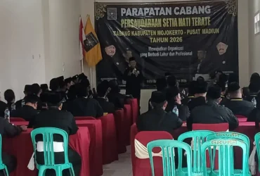 Acara Parapatan perguruan silat PSHT Mojokerto di Hotel Bukit Surya, Pacet.(blok-a.com/Syahrul Wijaya)