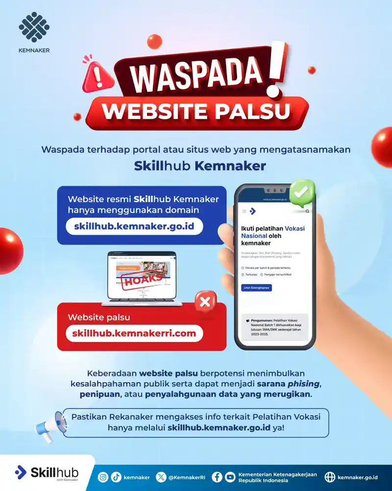 poster resmi imbauan situs skillhub palsu dari Biro Humas Kemnaker