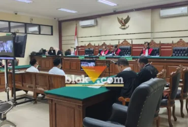 Sidang perkara dugaan korupsi dana hibah Rp400 juta Provinsi Jatim tahun 2019 untuk pembangunan asrama Ponpes Al Ibrohimi, Manyar, Gresik.(blok-a.com/ivan)