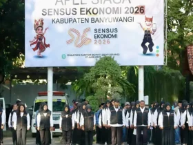 Gelar upacara Hari Kesadaran Nasional sekaligus apel siaga Sensus Ekonomi 2026, di Kantor Bupati Banyuwangi, Rabu (17/6/2026) (foto: blok-a.com/Kuryanto)