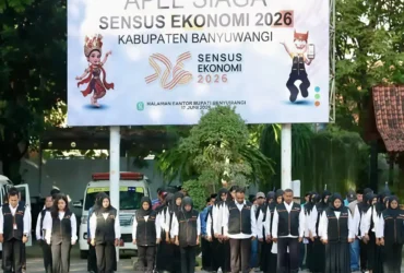 Gelar upacara Hari Kesadaran Nasional sekaligus apel siaga Sensus Ekonomi 2026, di Kantor Bupati Banyuwangi, Rabu (17/6/2026) (foto: blok-a.com/Kuryanto)