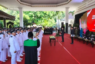 Prosesi pelantikan 80 kades terpilih oleh Bupati Sidoarjo, di Pendopo Delta Wibawa, Senin (29/6/2026) (foto: istimewa)