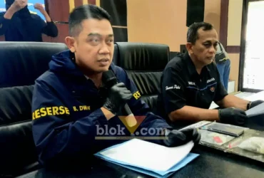 Kasat Narkoba Polres Blitar Kota, Iptu Bambang Dwi Wahyono, S.H saat pers rilis (foto: Blok-a.com/Fajar)