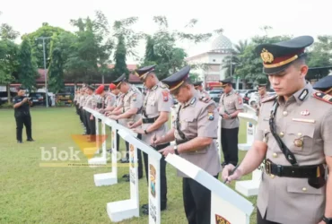 Proses Sertijab sejumlah pejabat berlangsung di Mapolres Jombang (foto: Blok-a.com/Syahrul Wijaya)