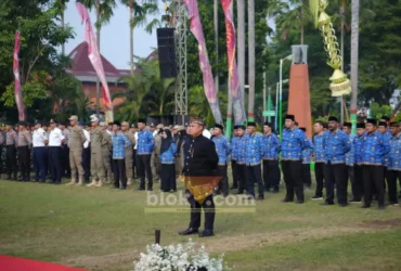 Upacara peringatan HUT kota Mojokerto ke-108 di alun-alun wiraraja kota Mojokerto.(blok-a.com/Syahrul Wijaya)