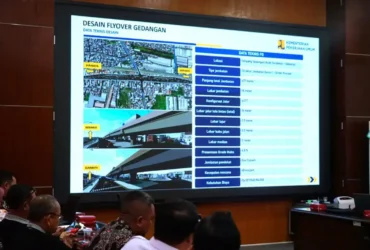 Paparan Detail Engineering Design (DED) Fly Over Gedangan yang ditampilkan di Opsroom Pemkab Sidoarjo, Jumat (26/6/2926) (foto: istimewa)