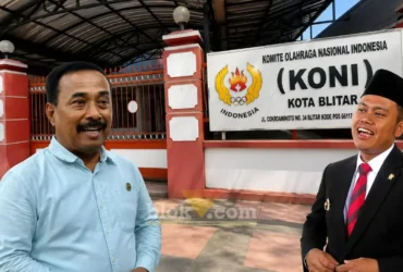 Wali Kota Blitar, Syauqul Muhibbin (kanan) dan Ketua Umum KONI Kota Blitar, M. Samanhudi Anwar (kiri) (foto: Blok-a.com/Fajar)
