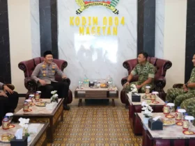 Dandim Magetan bersama Kapolres Magetan serta para PJU Kodim 0804 dan Polres Magetan (foto: istimewa)