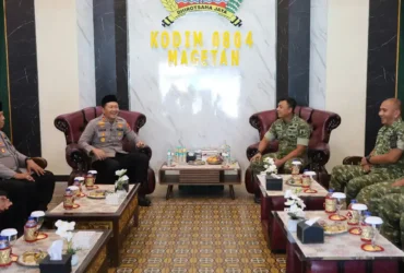 Dandim Magetan bersama Kapolres Magetan serta para PJU Kodim 0804 dan Polres Magetan (foto: istimewa)