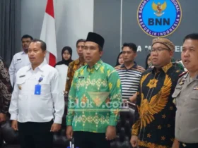 Kalapas kelas IIB Mojokerto Arifin Akhmad hadiri peringatan Hari Anti Narkotika Internasional di kantor BNNK Mojokerto (foto: Blok-a.com/Syahrul Wijaya)