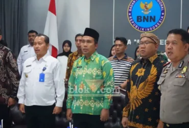 Kalapas kelas IIB Mojokerto Arifin Akhmad hadiri peringatan Hari Anti Narkotika Internasional di kantor BNNK Mojokerto (foto: Blok-a.com/Syahrul Wijaya)