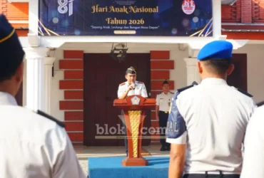 Kalapas kelas IIB Mojokerto Arifin Akhmad pimpin upacara peringati Hari Anak Nasional (blok-a.com/Syahrul Wijaya)