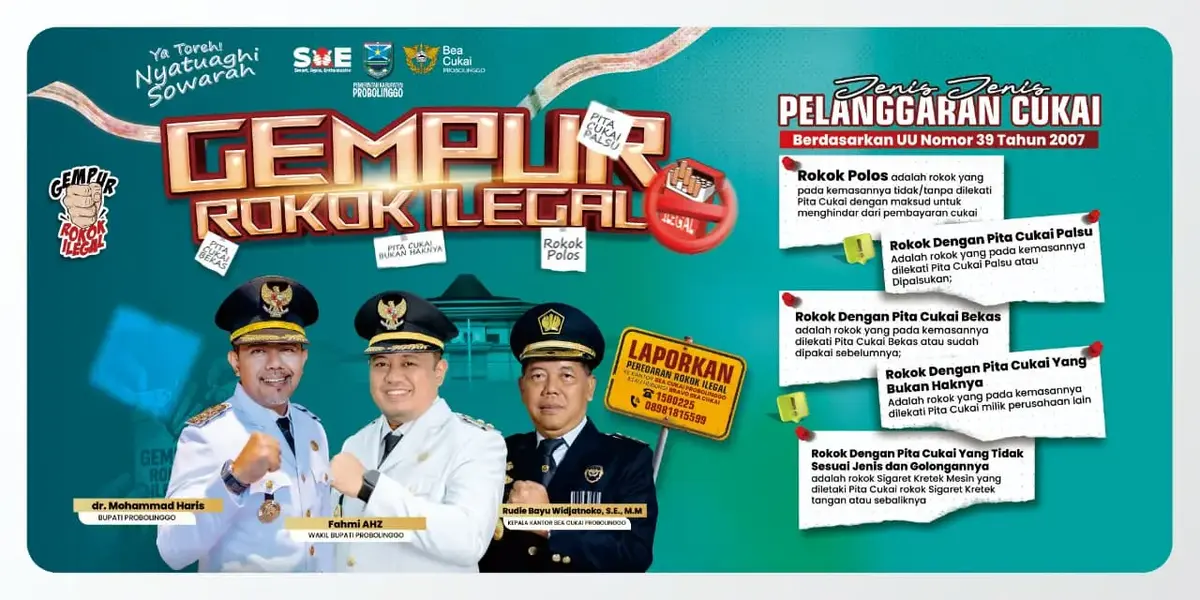 Edukasi Pemkab Probolinggo & Bea Cukai Probolinggo tentang Rokok Ilegal, untuk mengenali ciri-ciri pelanggaran cukai (foto: istimewa)
