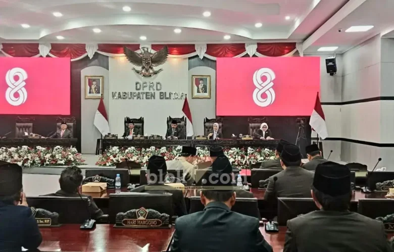 DPRD Kabupaten Blitar gelar Rapat Paripurna Istimewa dengar Pidato Kenegaraan Presiden Prabowo (foto: Blok-a.com/fajar)