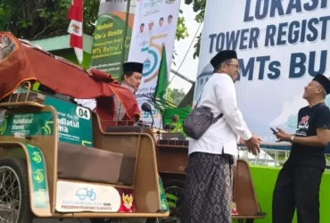 Panitia Muktamar ke-35 NU melakukan uji coba penggunaan becak listrik untuk melayani mobilitas internal peserta di Pondok Pesantren Bahrul Ulum, Tambakberas, Jombang, Sabtu (22/8/2026) (Foto: Istimewa)