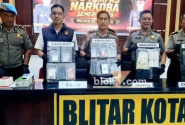 Polres Blitar Kota rilis hasil Operasi Tumpas Narkoba 2026 (foto: blok-a.com/fajar)