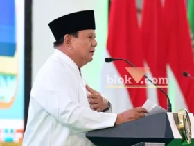 Presiden Prabowo Subianto saat memberikan sambutan di acara pembukaan Muktamar NU ke-35 (foto: blok-a.com/Syahrul Wijaya)