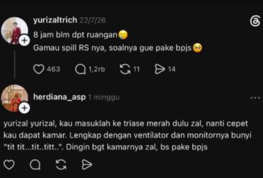Tangkapan layar komentar kontroversial dari akun Threads @herdiana_asp. (tangkapan layar)