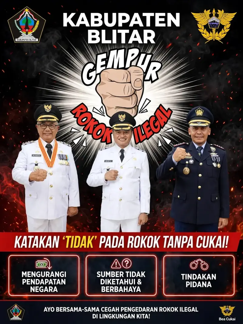 Kabupaten Blitar dan Bea Cukai Gaungkan Gerakan "Gempur Rokok Ilegal"