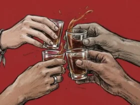 Ilustrasi: minum-minuman keras (foto: Gemini AI generated)