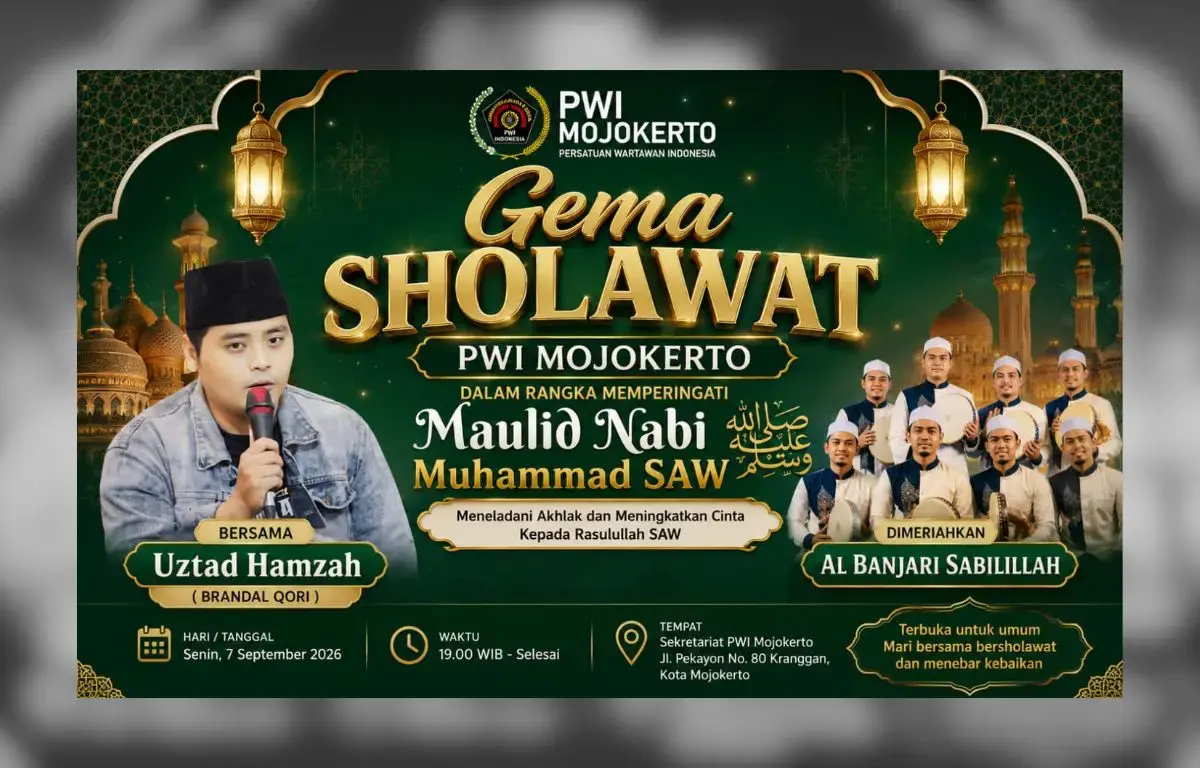 Gema Sholawat PWI Mojokerto Raya Hadirkan Brandal Qori, Undang Masyarakat Teladani Akhlak Nabi