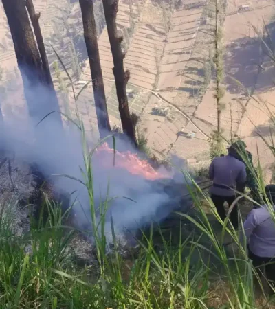 Karhutla Bromo hari kedua, titik api di Jemplang sulit dipadamkan karena medan curam (foto: dok. Polres Malang)