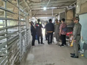 Satpol PP surati bangunan milik Pak Dur, minta dibongkar karena ganggu irigasi dan jalan pertanian (foto: istimewa)