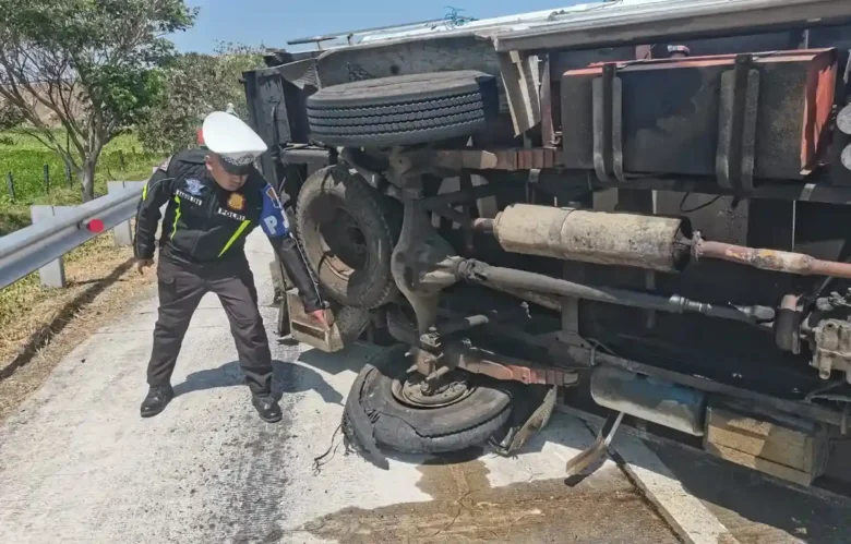 Truk muatan sapi yang mengalami kecelakaan tunggal di ruas tol JoMo.(Foto: PJR 3 Polda Jatim)