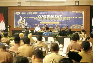 Workshop Evaluasi Pengelolaan Keuangan dan Pembangunan Desa Tahun 2026 di Mandala Bhakti Praja, Kantor Bupati Gresik. (foto: Istimewa)