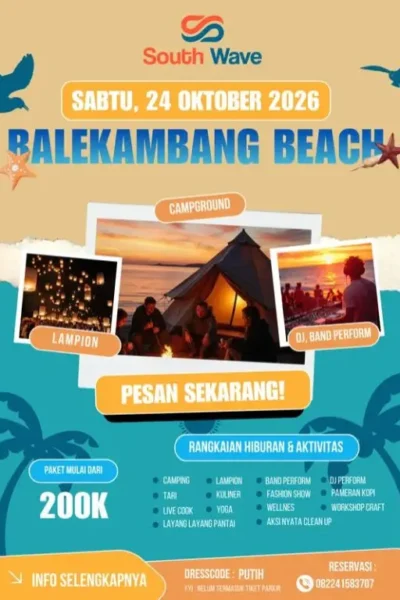 Poster camping Pantai Balekambang di South Wave 2026 (foto: istimewa)